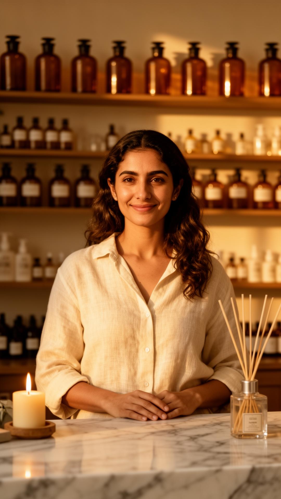 Founder of Sands of Scent Boutique in her apothecary studio